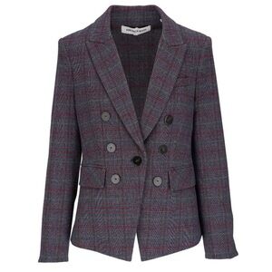 $798 Veronica Beard Lawrence Dickey Blazer Wool Gray Plaid Jacket Size 16